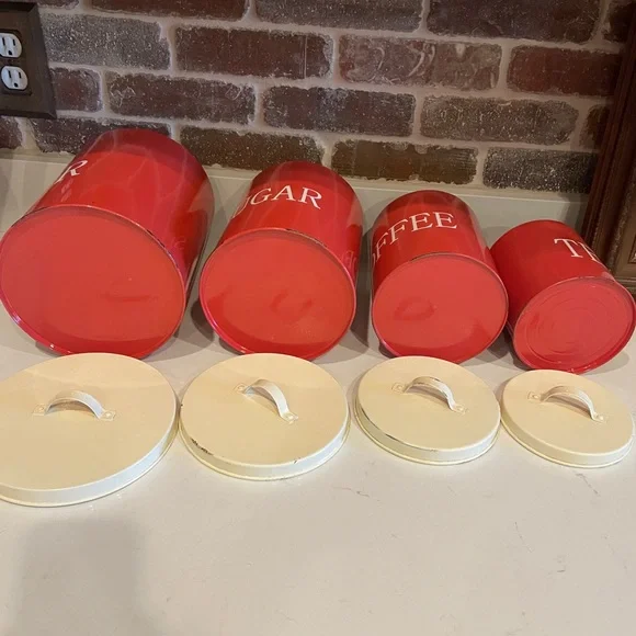 Red Kitchen Canister Set - Picture 4 of 4